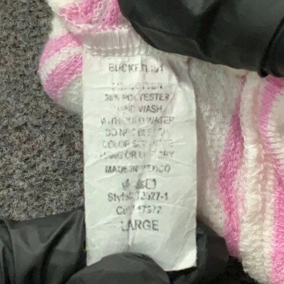 Pink and White Striped Terry Cloth Oversized Boxy Fit Balloon Sleeve Top Size L - Picture 5 of 5